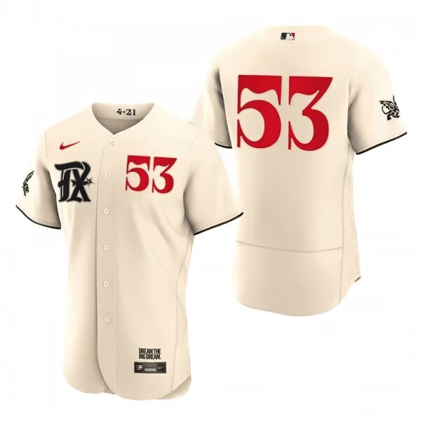 Men's Texas Rangers #53 Adolis Garc??a Cream 2023 City Connect Flex Base Stitched Baseball Jersey